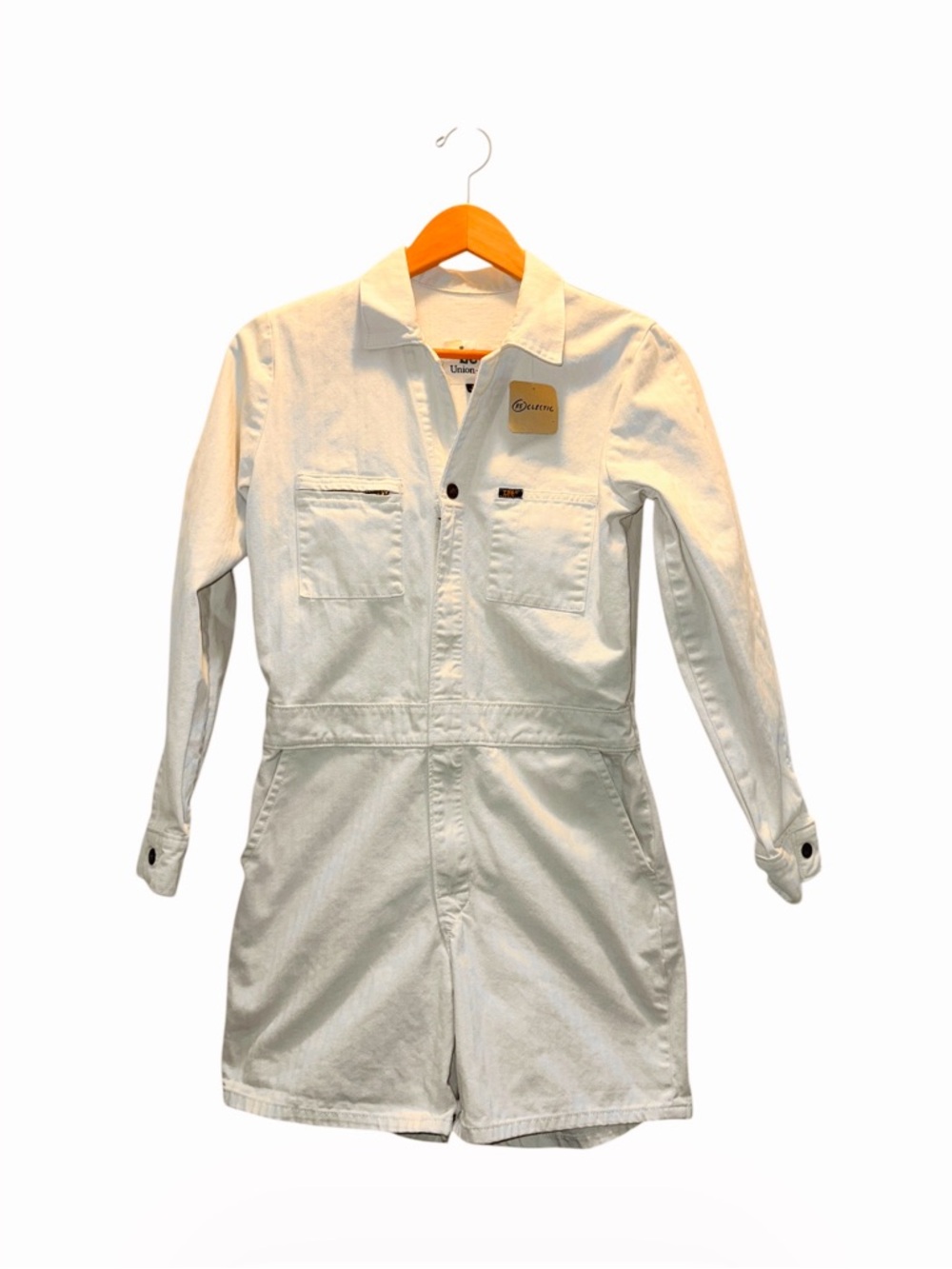 Lee Union-Alls Denim Short Romper Jumpsuit Ivory |Cream Utility Jumpsuit Small - Picture 5 of 16